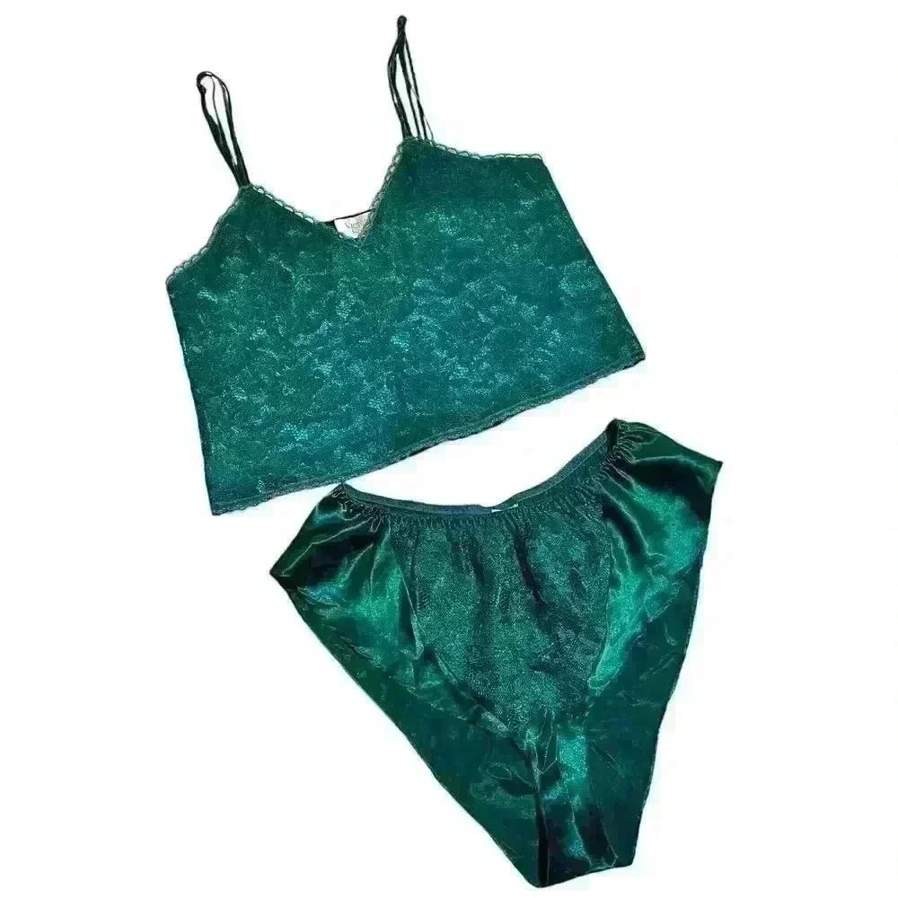 Vintage Victorias Secret Gold Label Cami Panties Satin Lace Set Second Skin - Picture 1 of 7